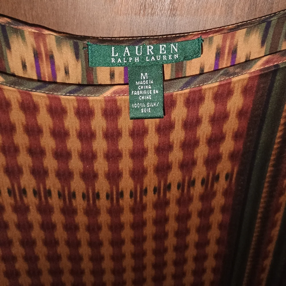 Ralph Lauren Brown and Orange Patterned Blouse - Picture 3 of 3